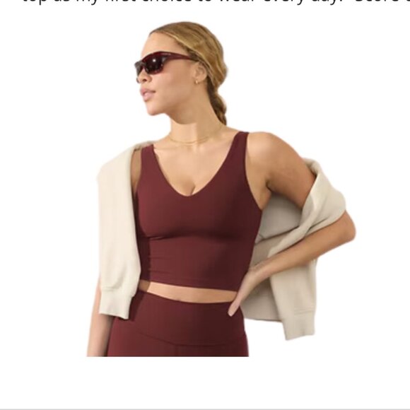 NWT Athleta Transcend V-Neck Crop Bra Burgundy S D- DD - Picture 1 of 5